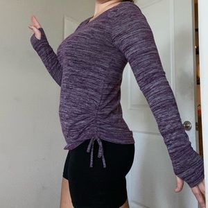 Soft long sleeve with ruching drawstring purple